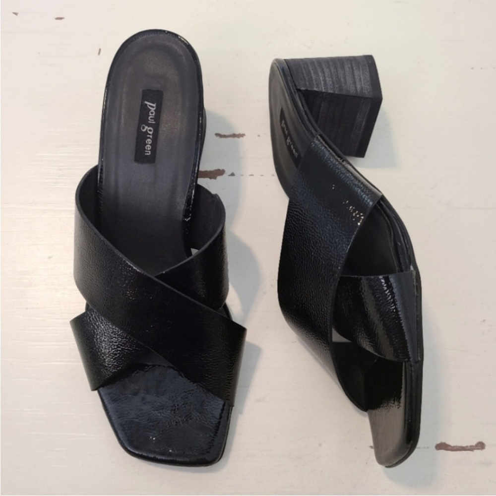 Paul Green Cici black square leather sandal